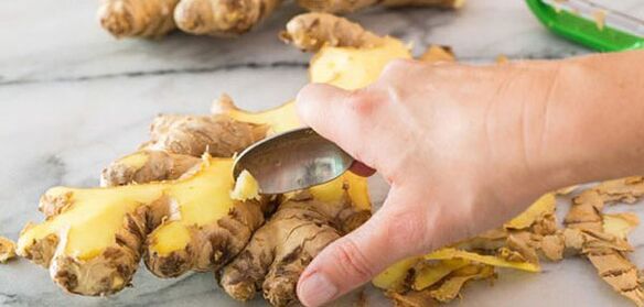 Cleaning of the ginger root